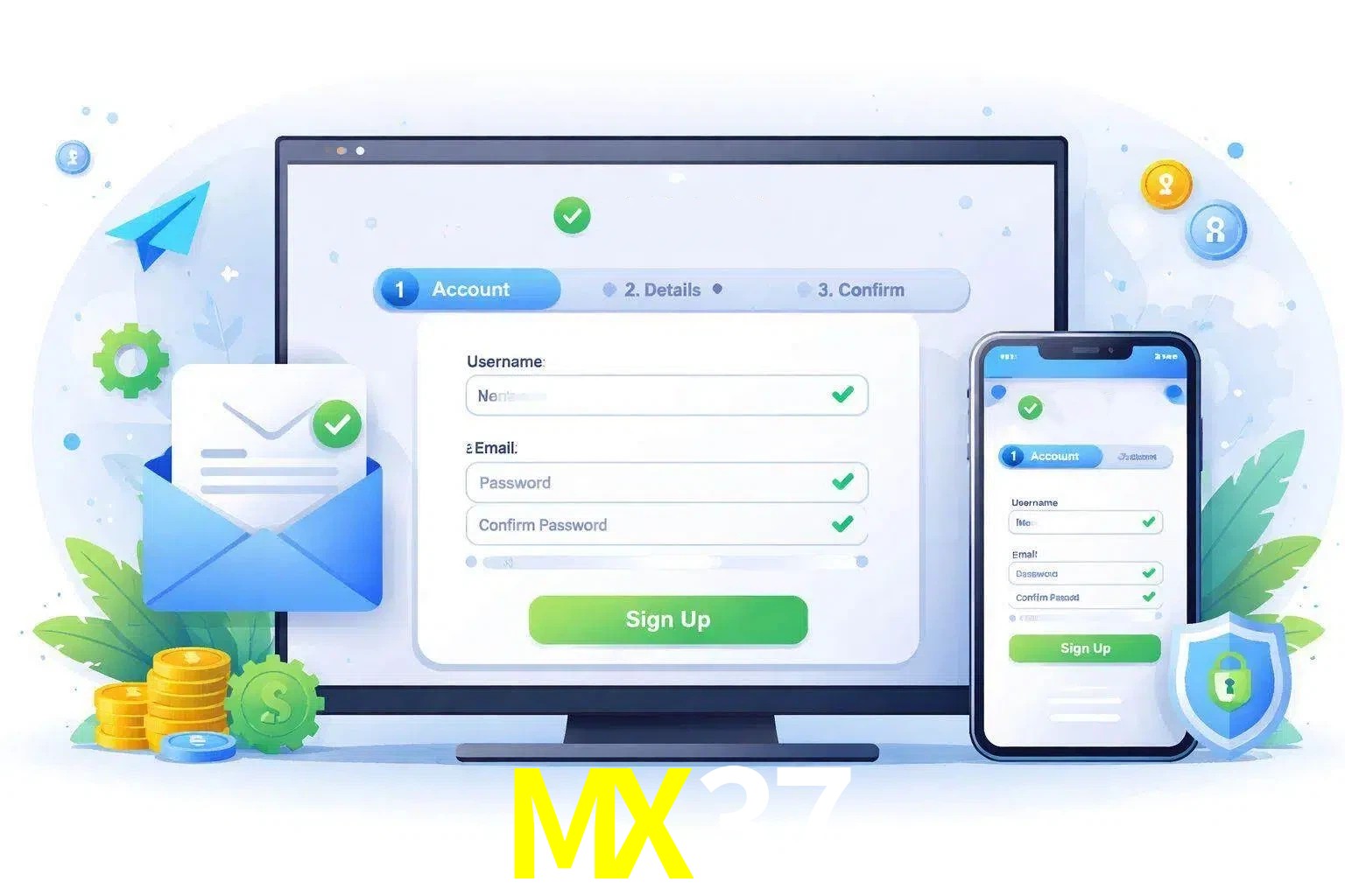 Registro de nuevo usuario y configuración de cuenta MX37