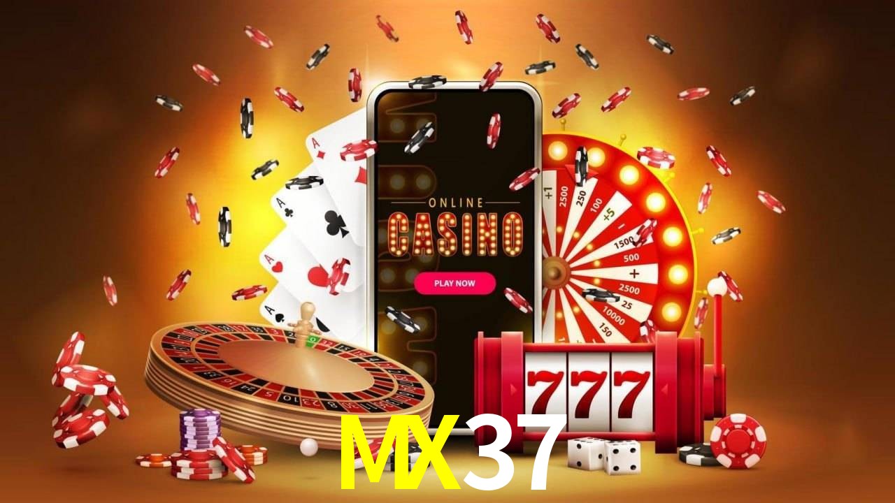 Escena dinámica inspirada en casino con iluminación MX37, cartas, fichas e íconos de juegos digitales en un espacio moderno de juegos.